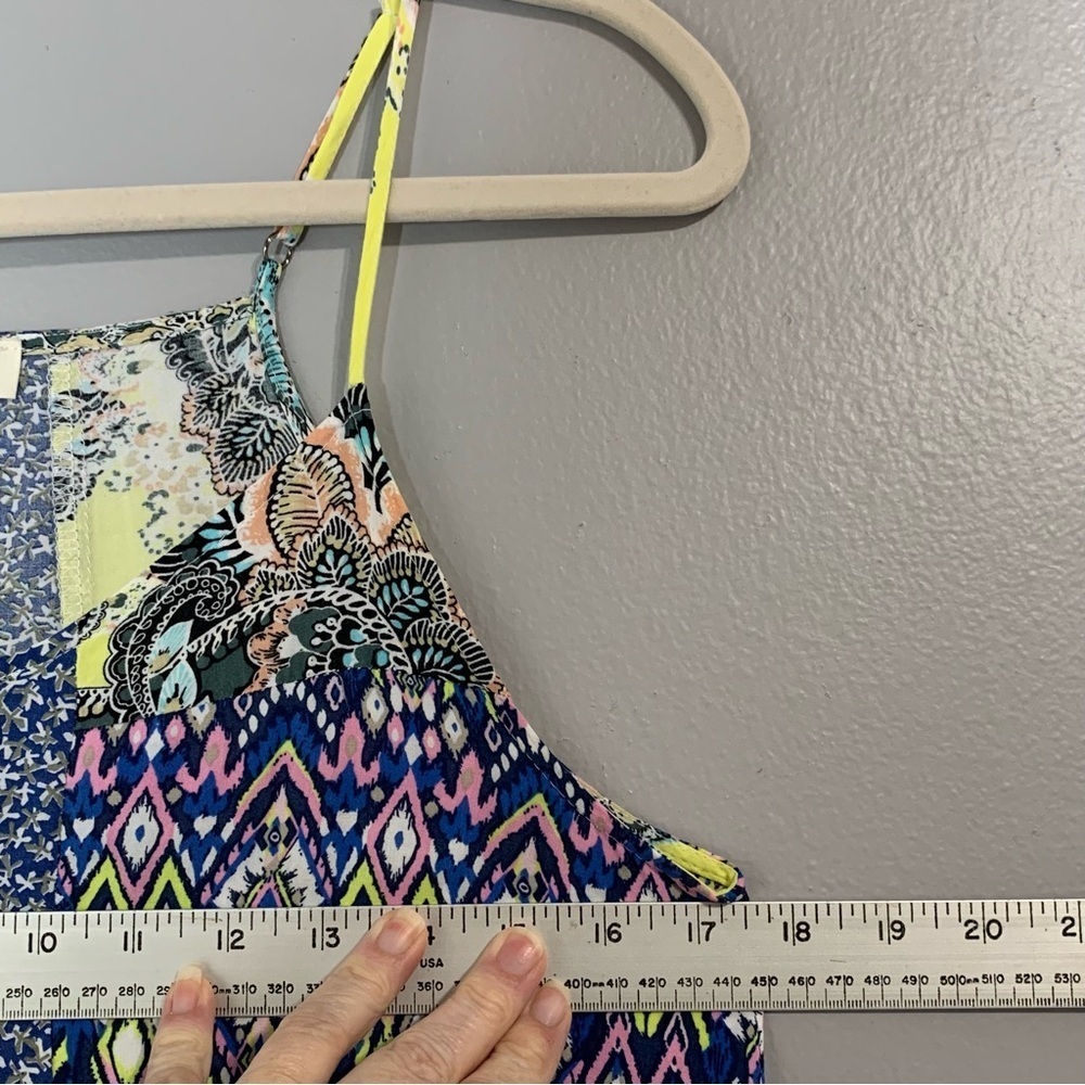 UMGEE blue and yellow paisley Aztec patchwork spaghetti strap sundress. Size S - Picture 6 of 9